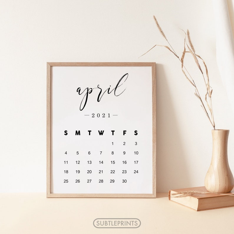 Month Of April 2021 Calendar Print Pregnancy Announcement