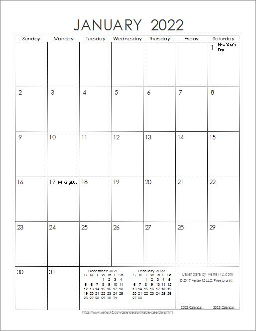 Monthly Calendar Printable 2022 In 2021 | Calendar