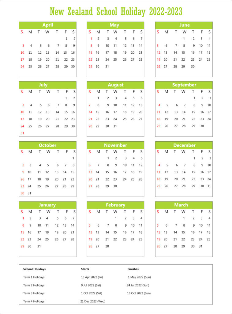 New Zealand School Calendar 2022 | Nz School Holidays 2022
