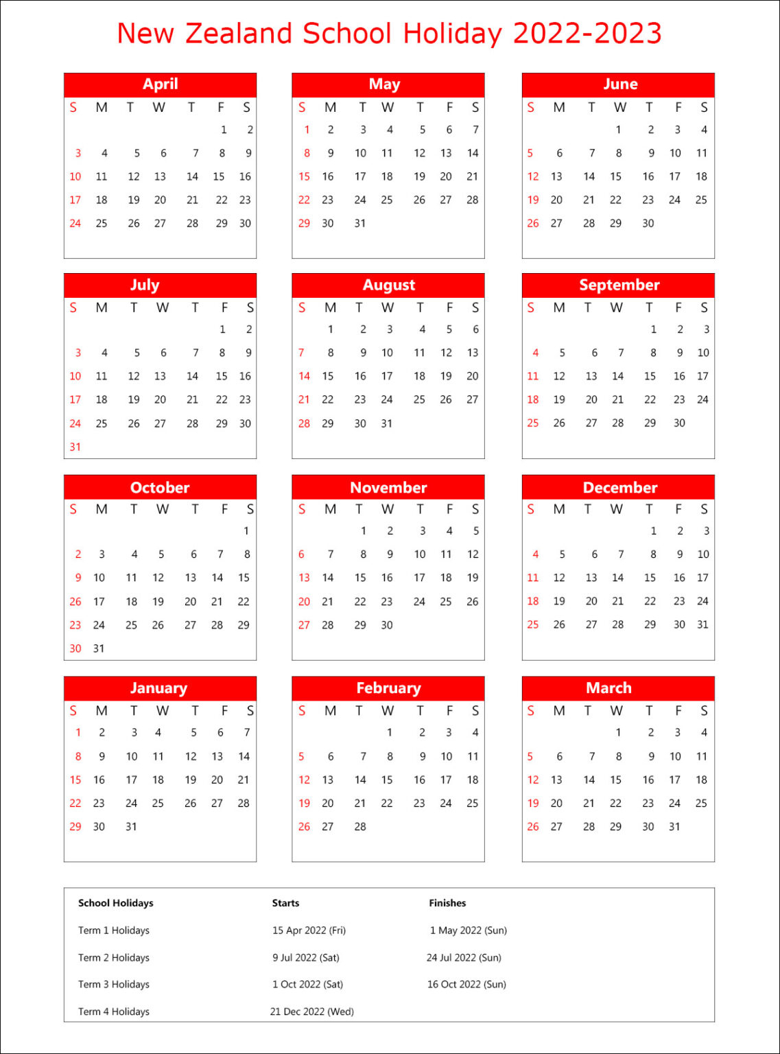 New Zealand School Calendar 2022 | Nz School Holidays 2022