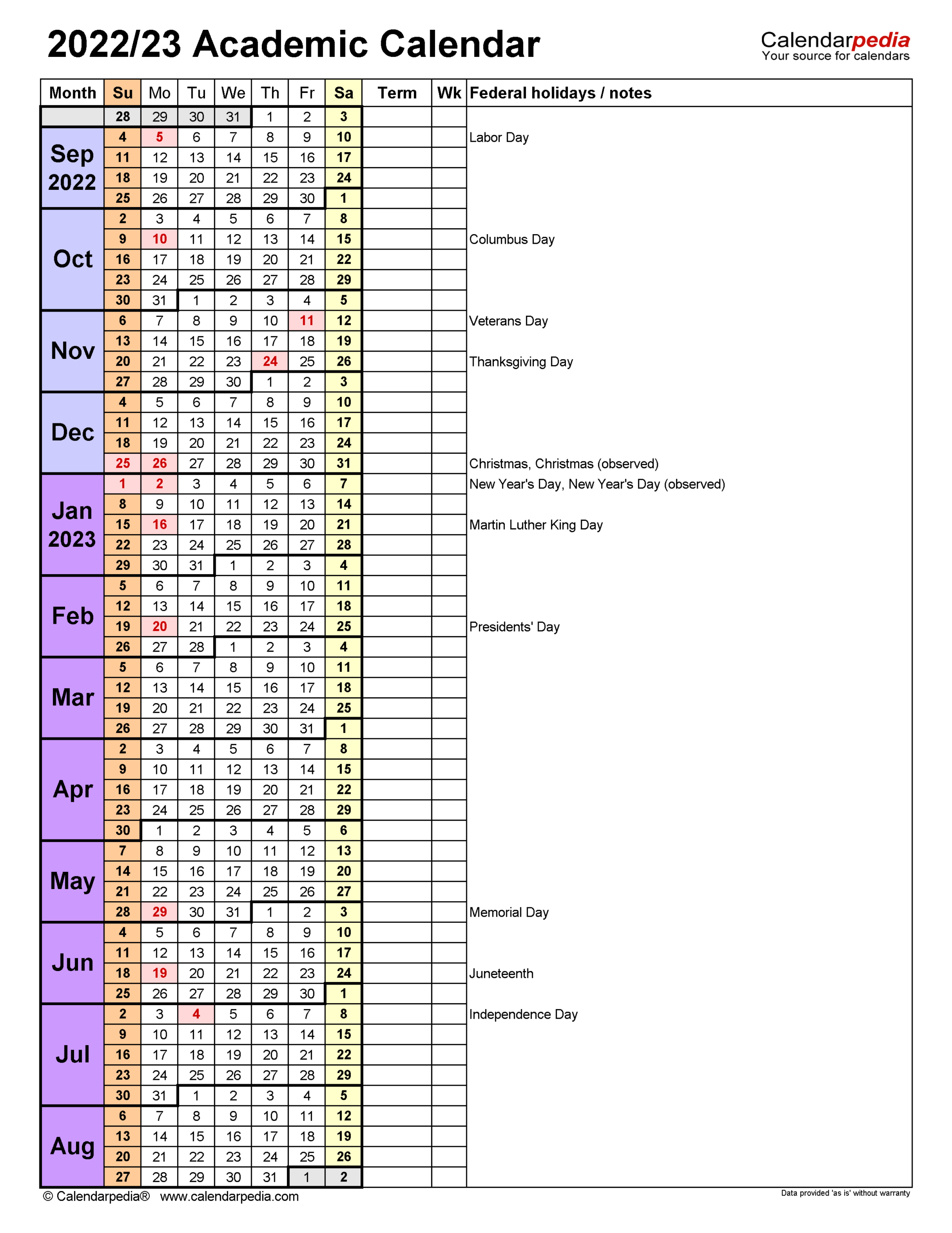 Orange County School Calendar 2022 Calendar Printables Free Blank