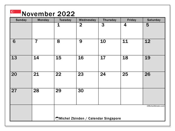 November 2022 Calendars &quot;Public Holidays&quot; - Michel Zbinden En