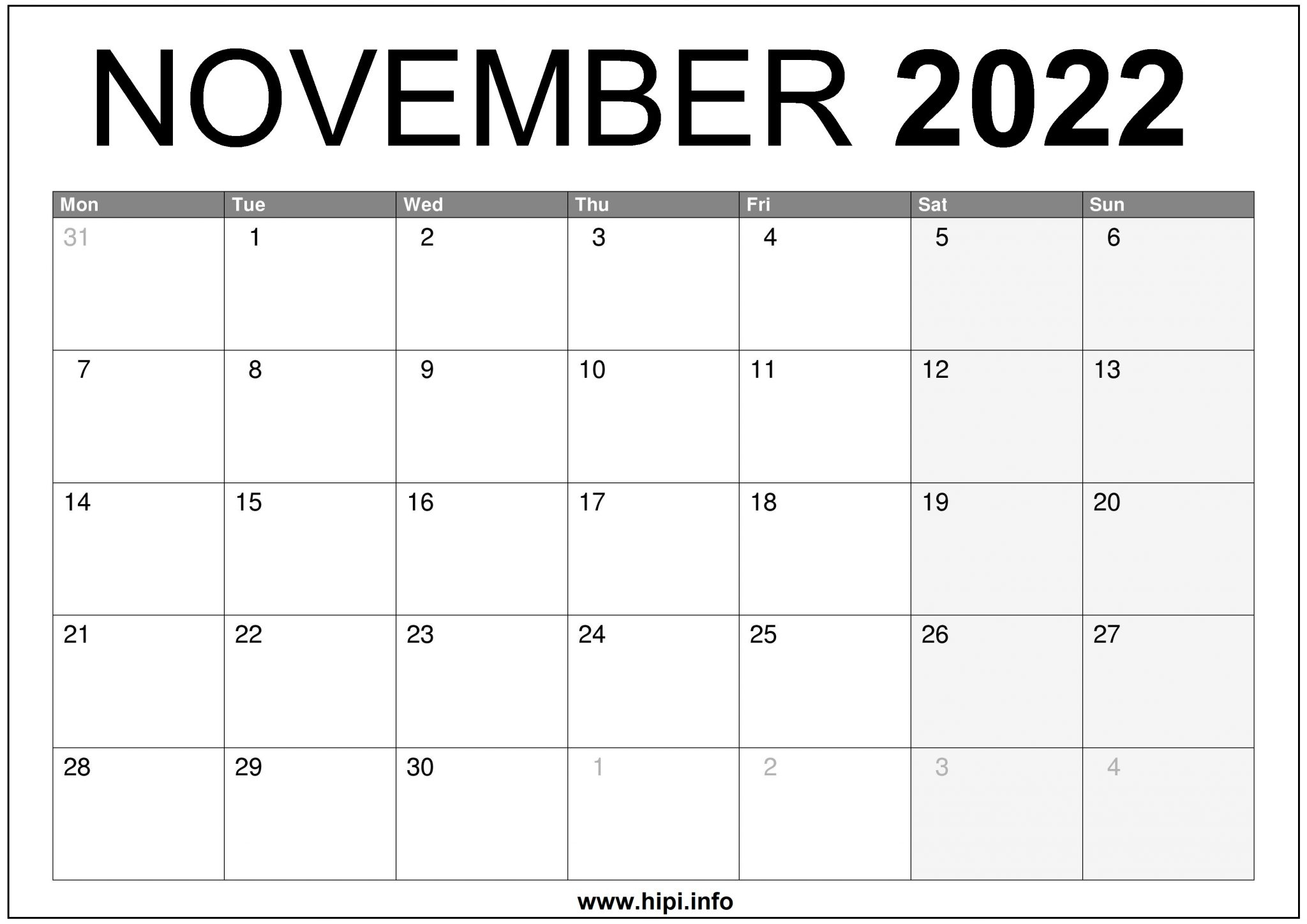 November 2022 Uk Calendar Printable Free - Hipi
