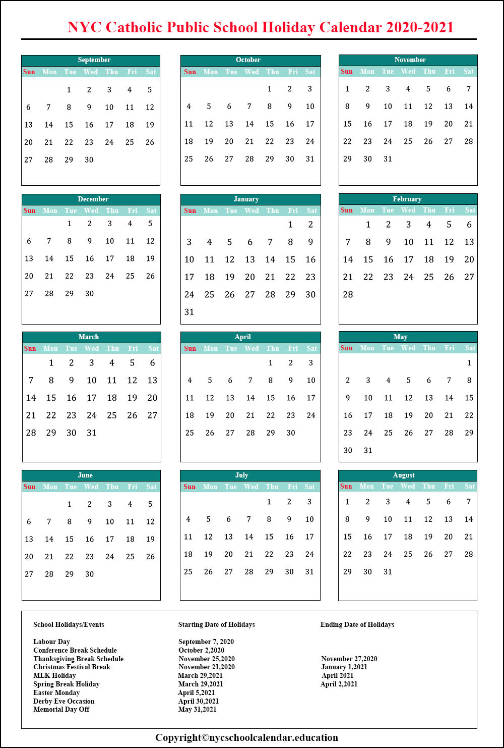 Nyc Catholic School Calendar Archives | Nyc School Calendar Holidays