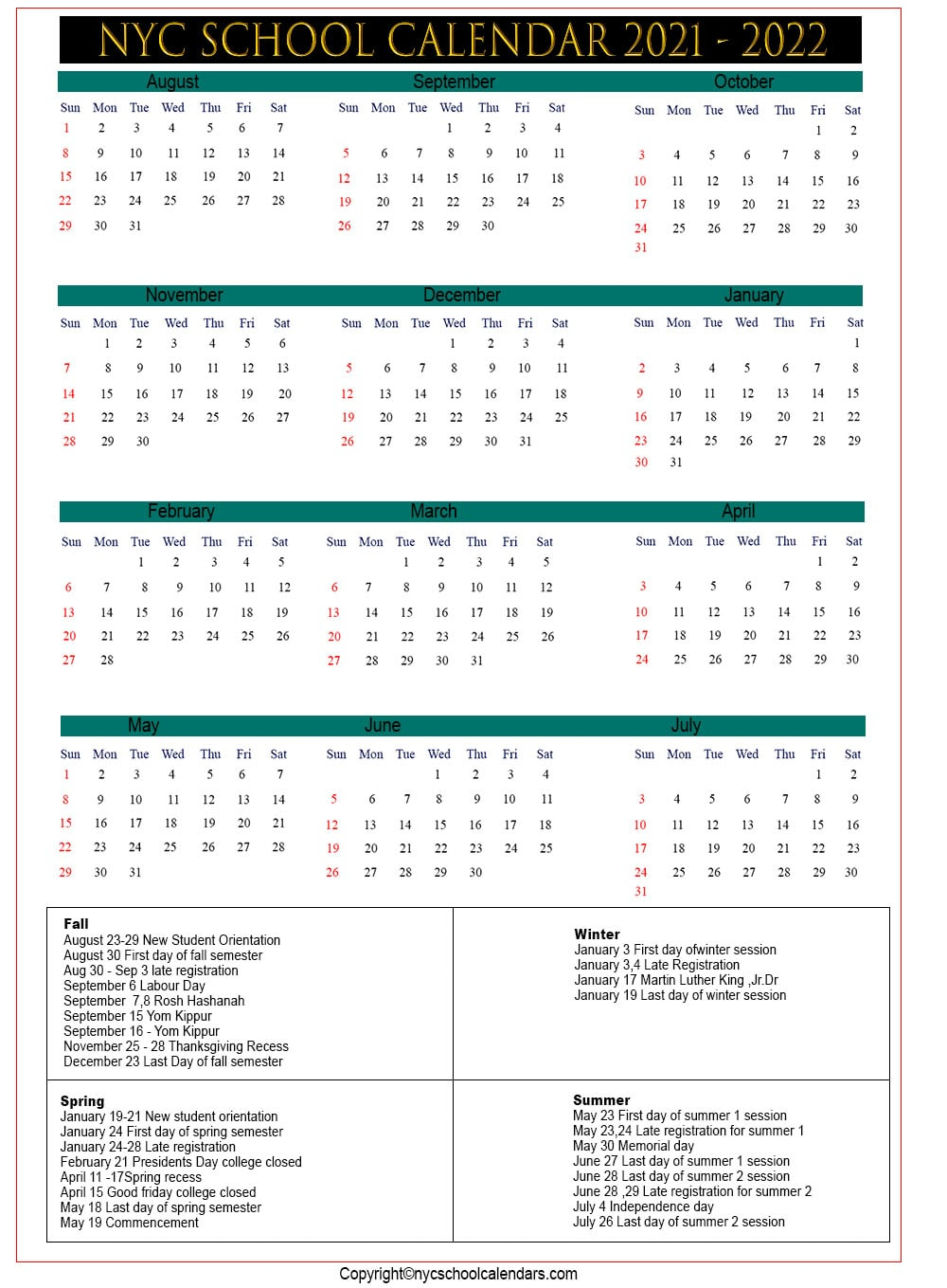 Nyc Doe Calendar 2020-21 → Waltery Learning Solution For