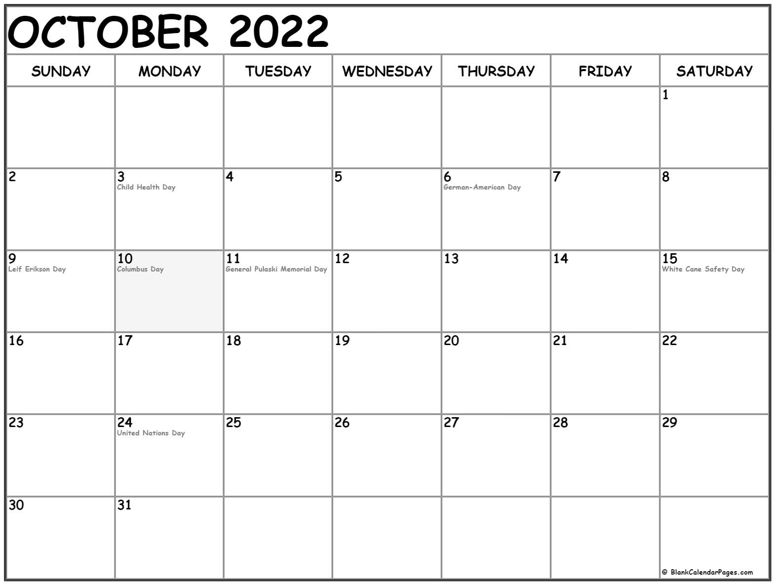 October 2022 Calendar Holidays | May Calendar 2022