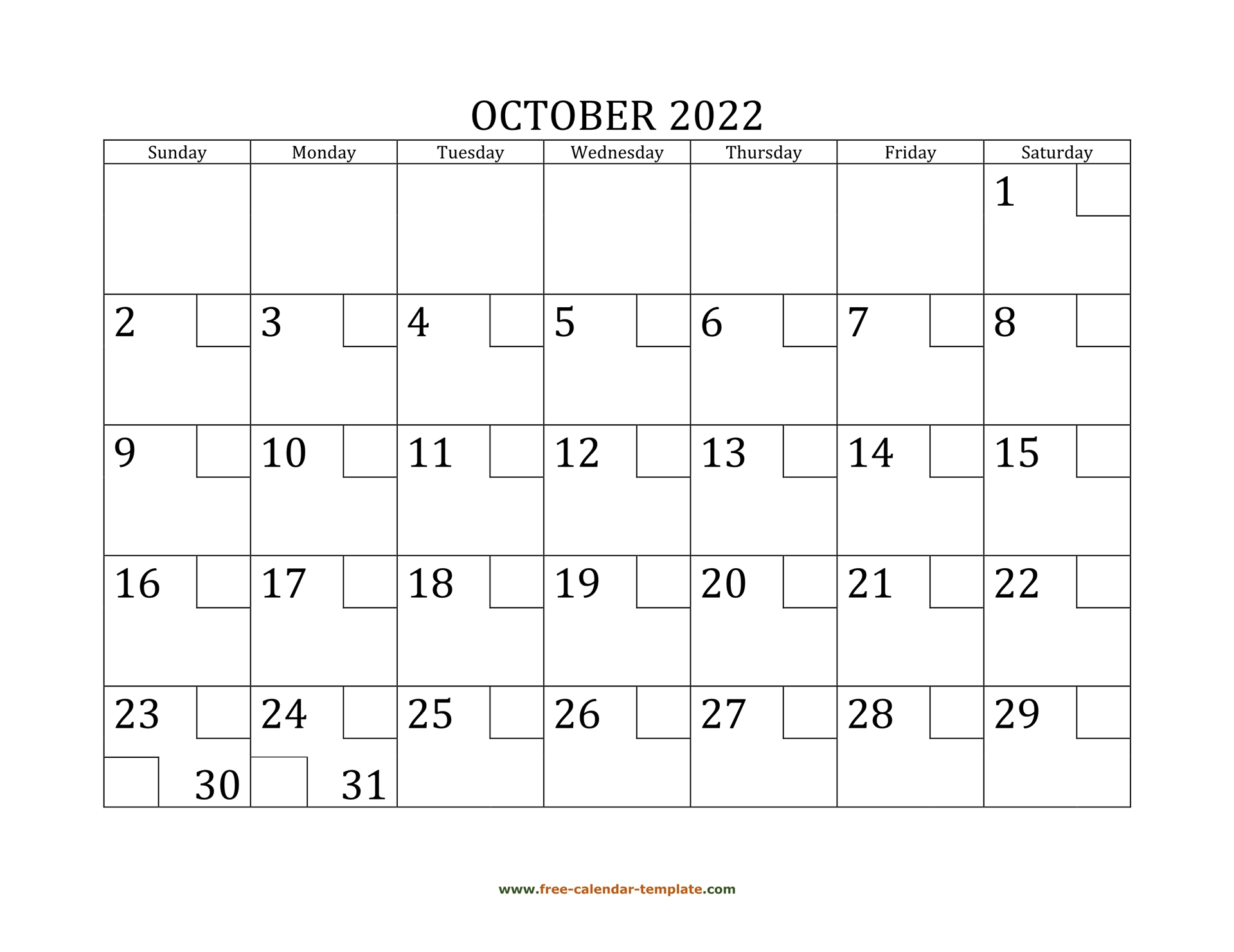 October 2022 Free Calendar Tempplate | Free-Calendar