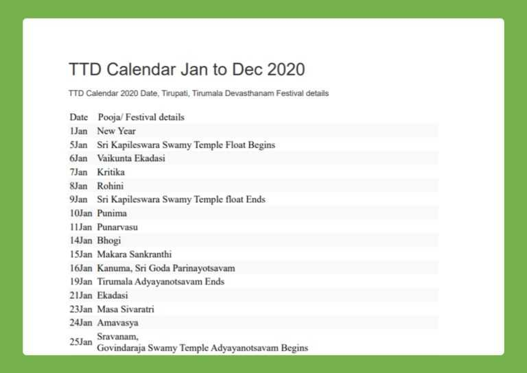 [Pdf] Ttd Calendar 2020 Pdf Free Download - Onlinenotes.in