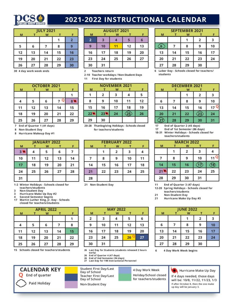 Pinellas County School Calendar 2021-2022