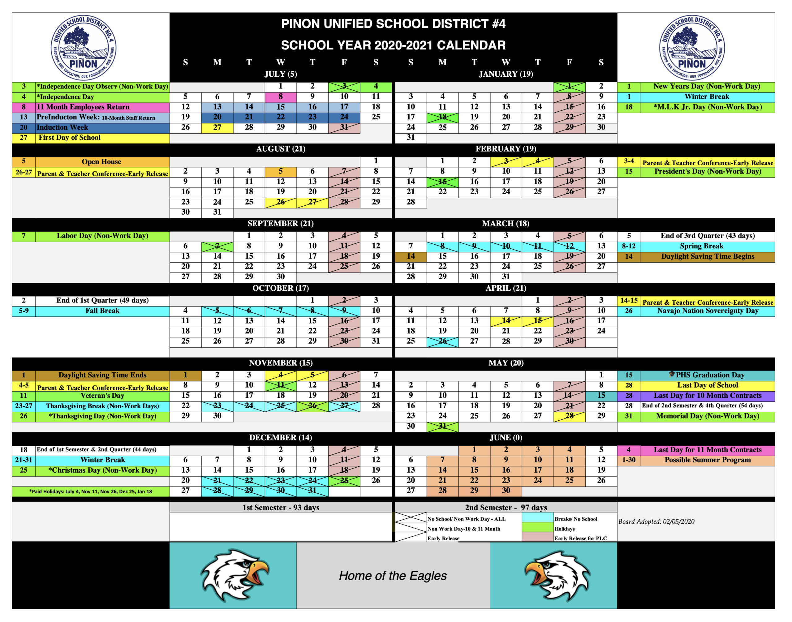 Pinon Unified School District 4 Calendar 2021 And 2022