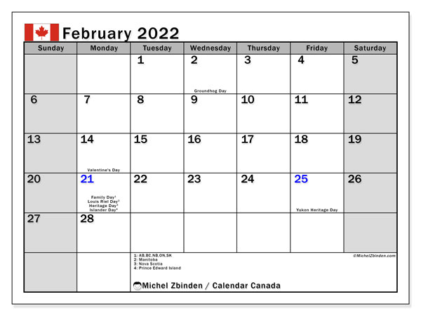 Printable Calendar 2022 Canada | Free Letter Templates