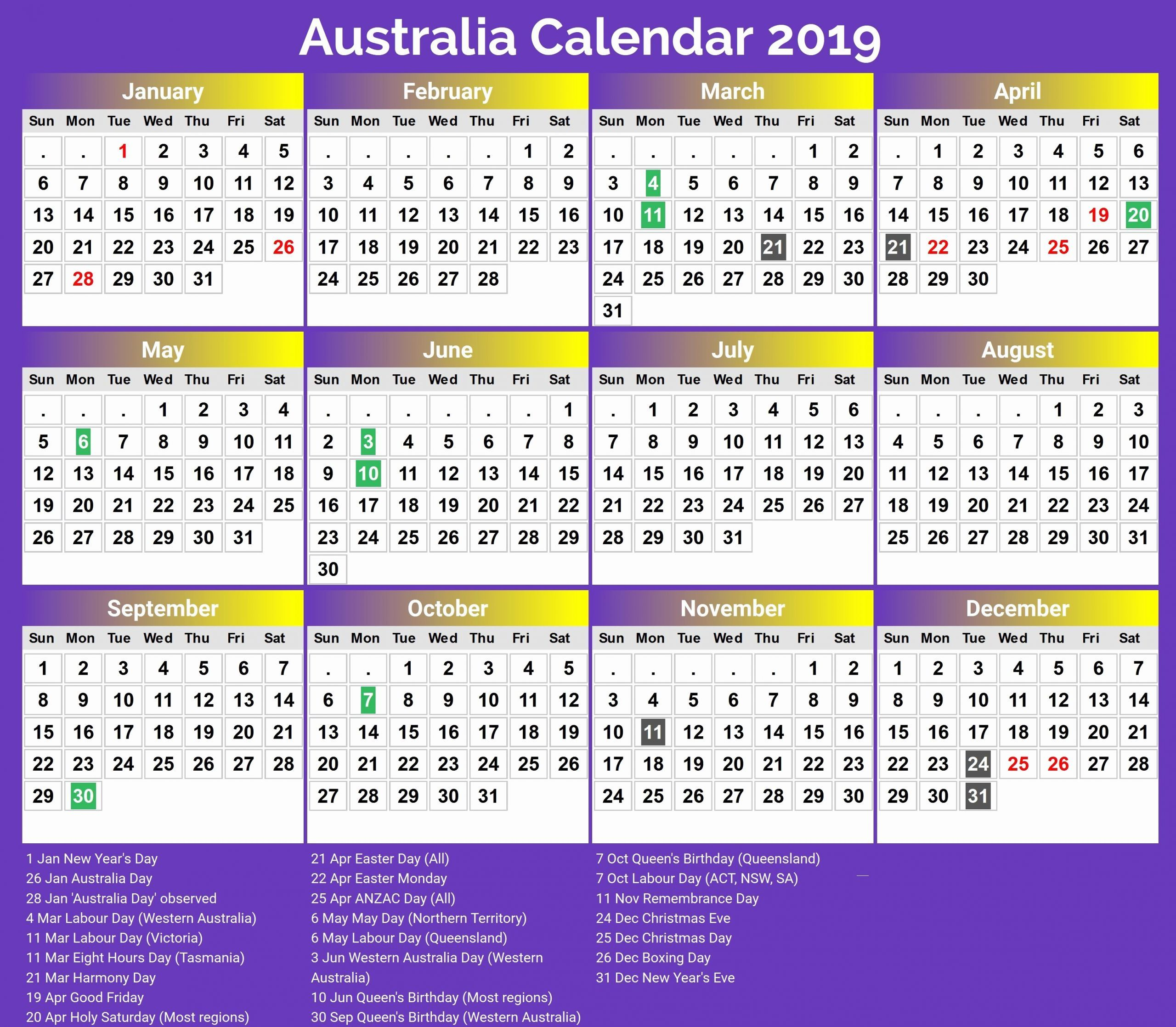 Printable Calendar Queensland 2019 In 2020 | Calendar 2018