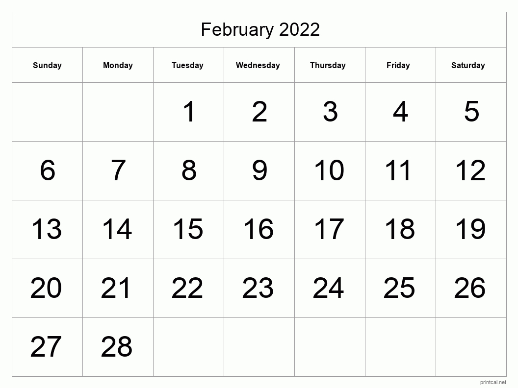 Printable February 2022 Calendar | Free Printable Calendars