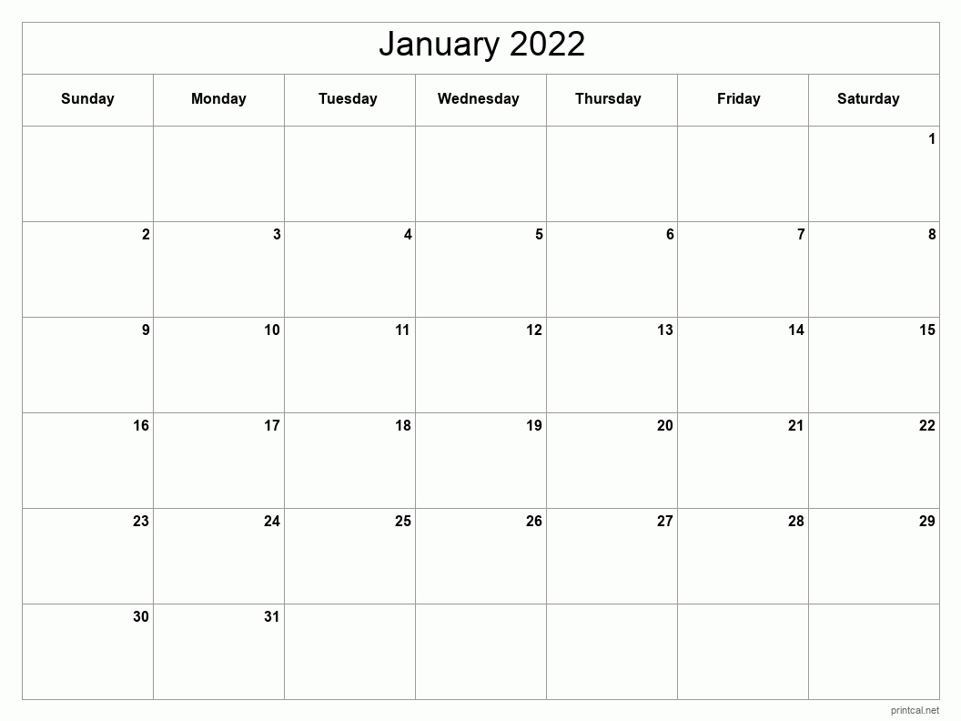 Printable January 2022 Calendar | Free Printable Calendars