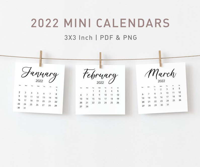 Printable Mini Calendar 2022 Printable Sticky Notes Square