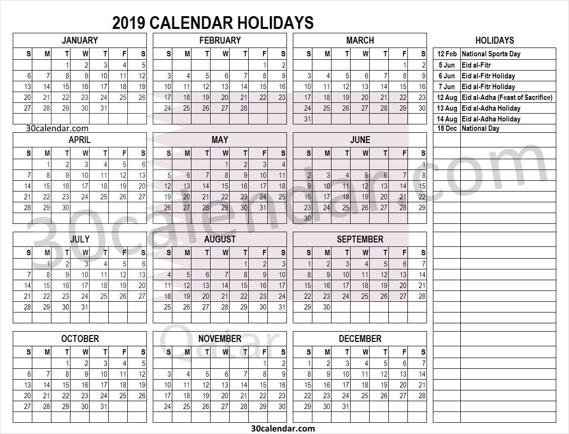 Qatar Holidays 2019 | Holiday Calendar, Holiday Calendar
