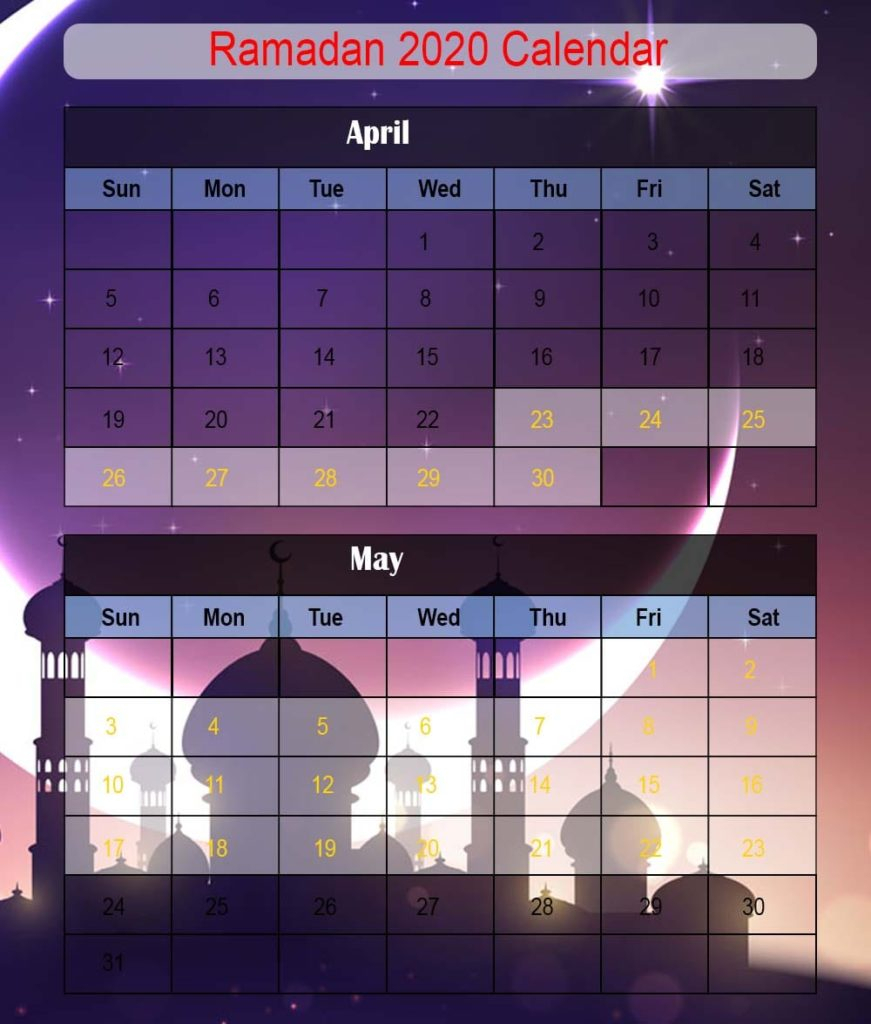 Ramadan Calendar 2020-Min | Printable Template Calendar