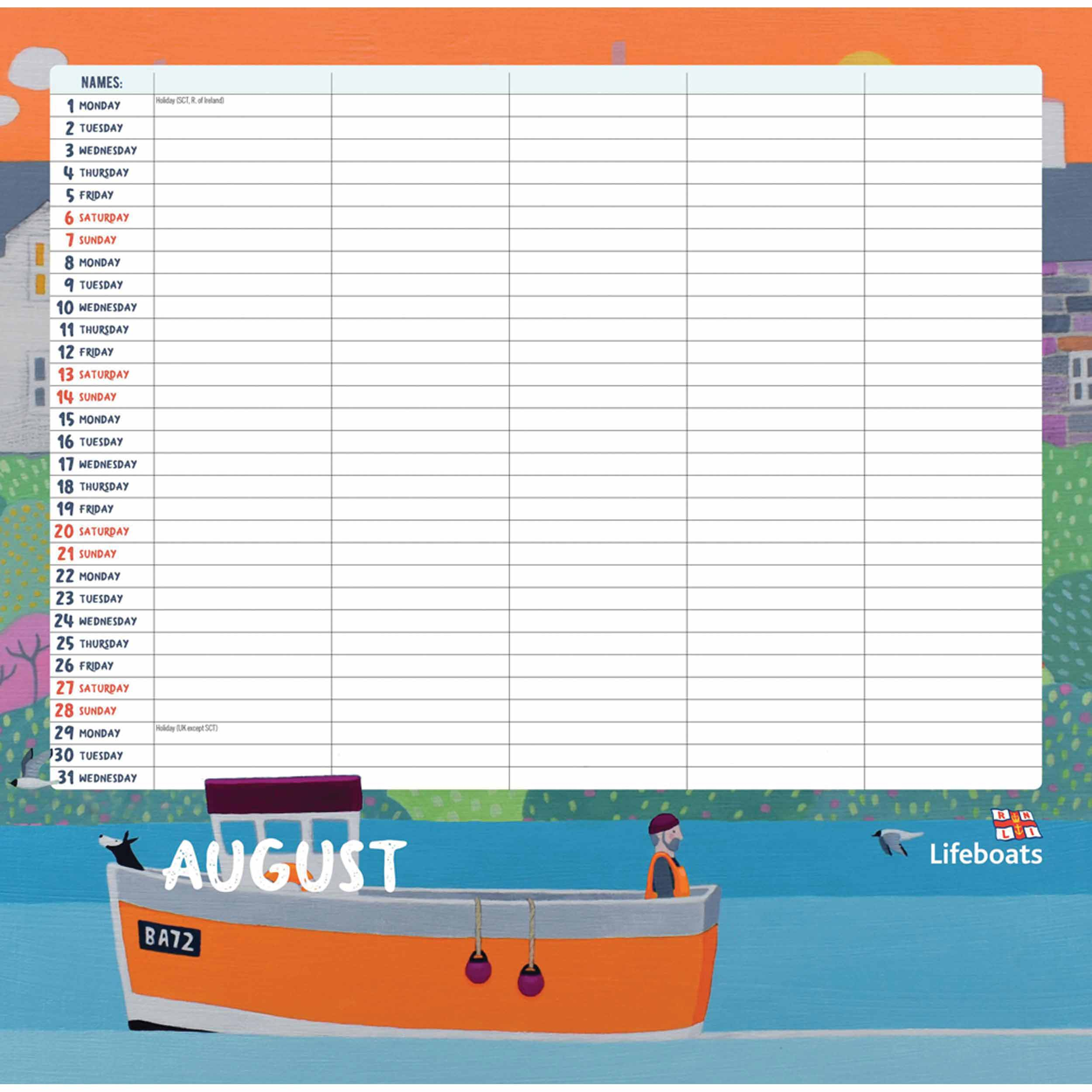 Rnli, Lifeboats A3 Family Planner 2022 At Calendar Club