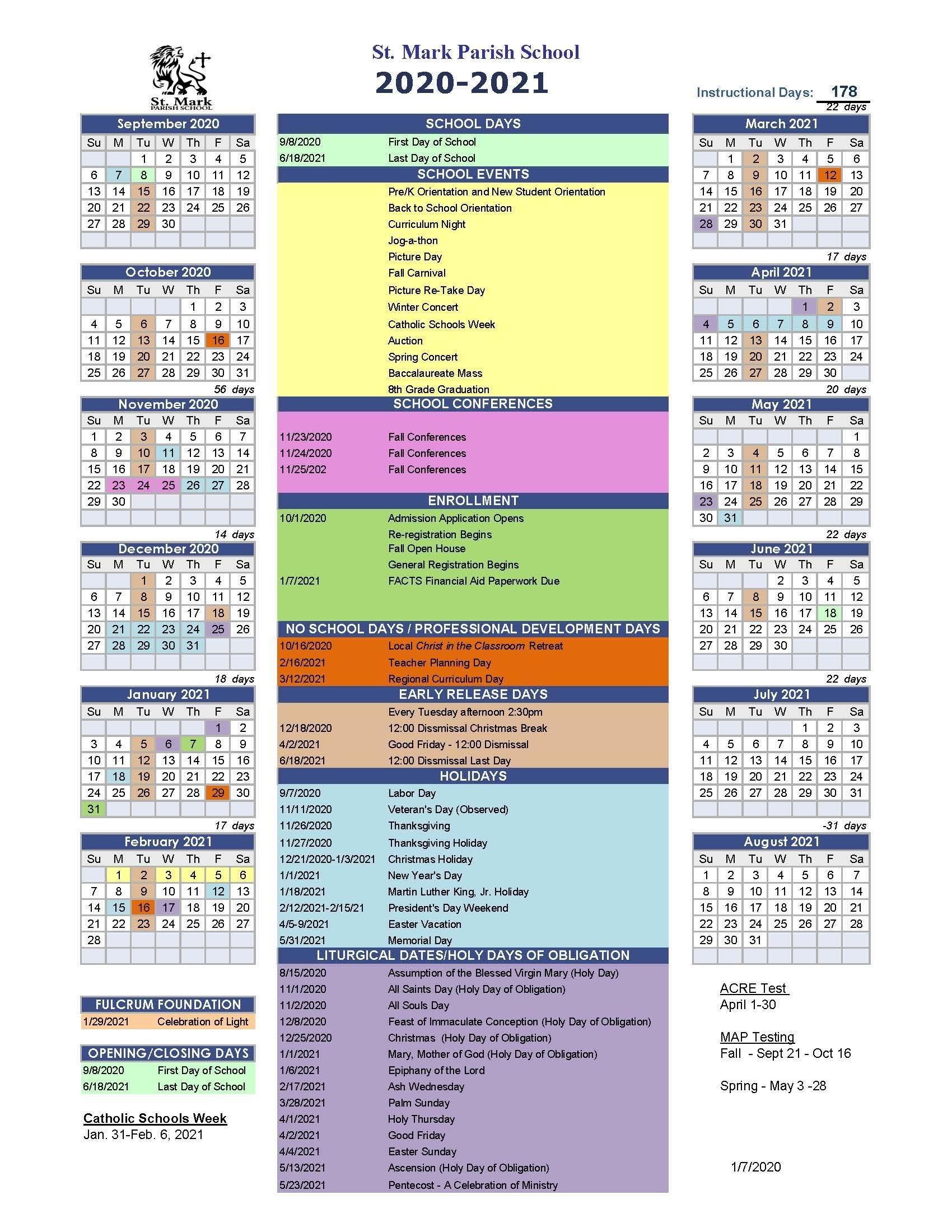 School Calendar 2020 - 2021 - School Calendar 2020 - 2021