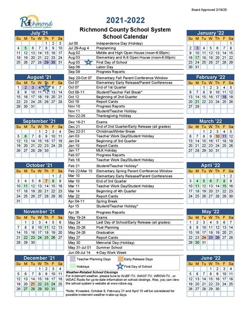 School Calendar Of 2022