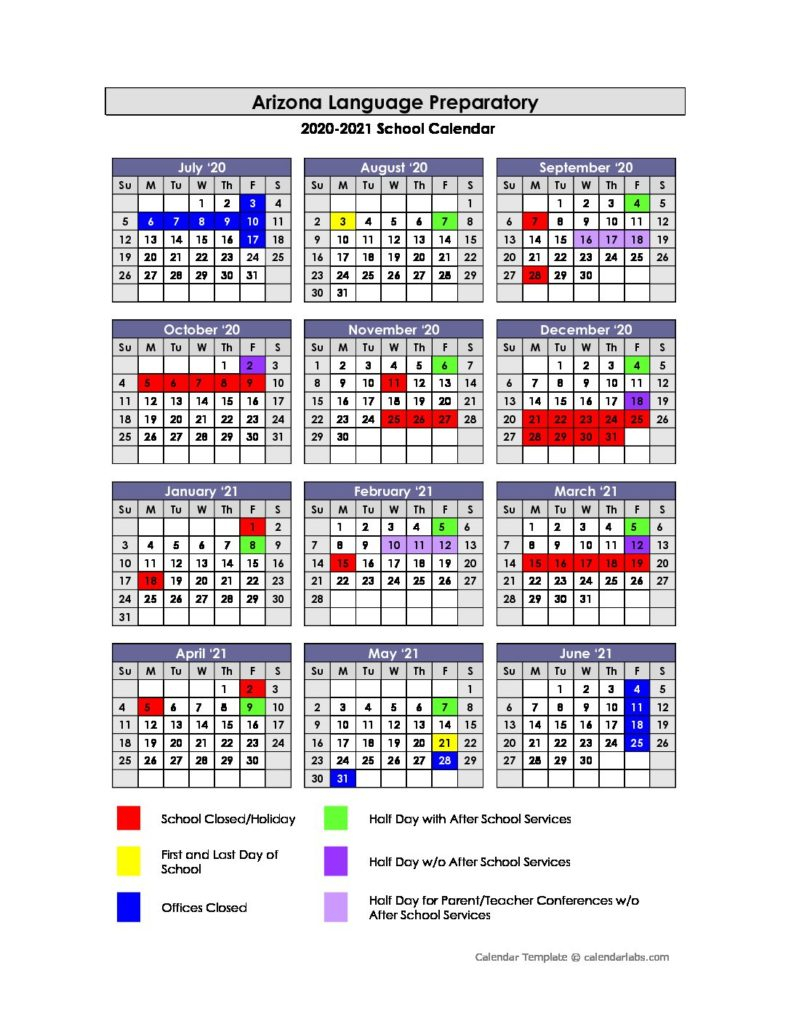 School Calendar - Arizona Language Preparatory