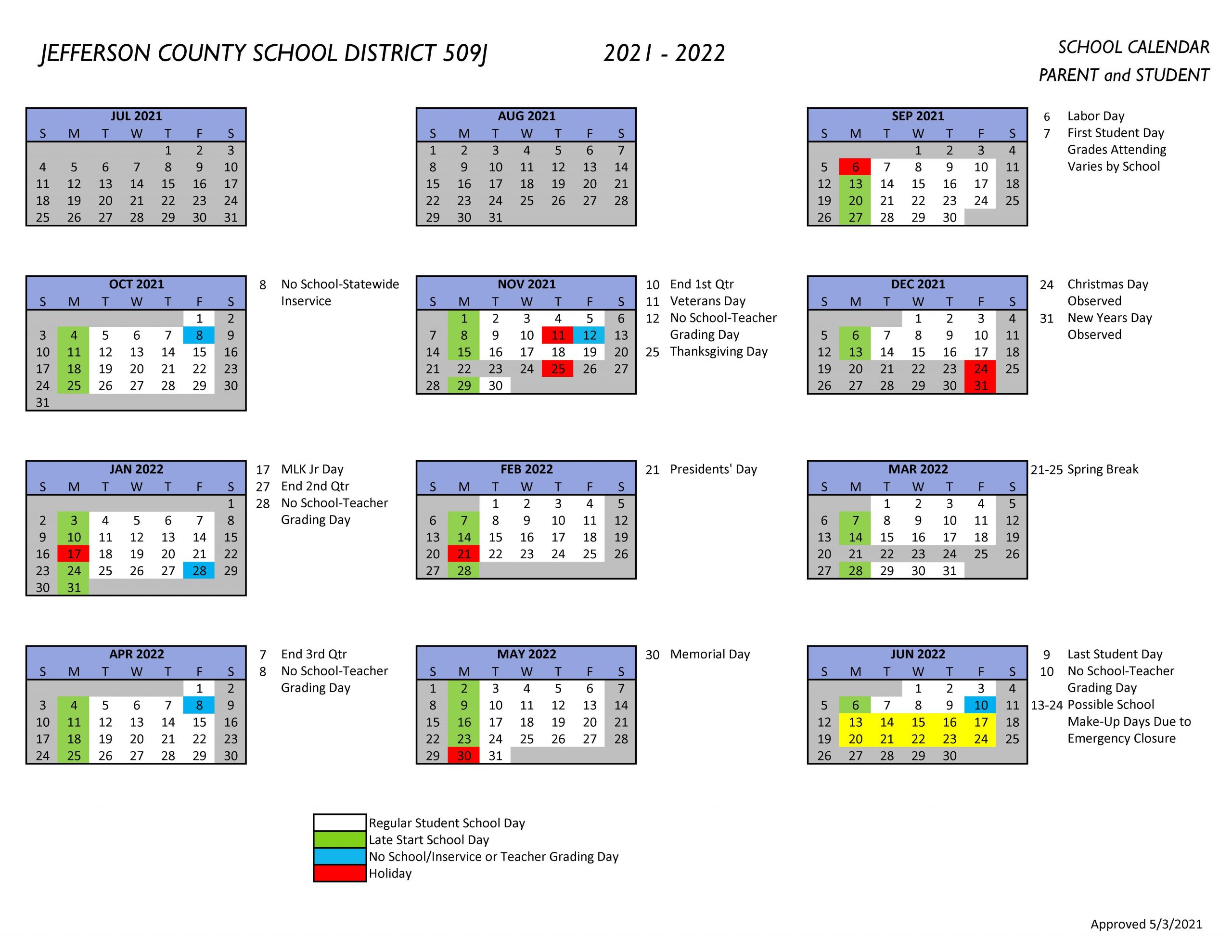 School District Calendar | Jefferson County School