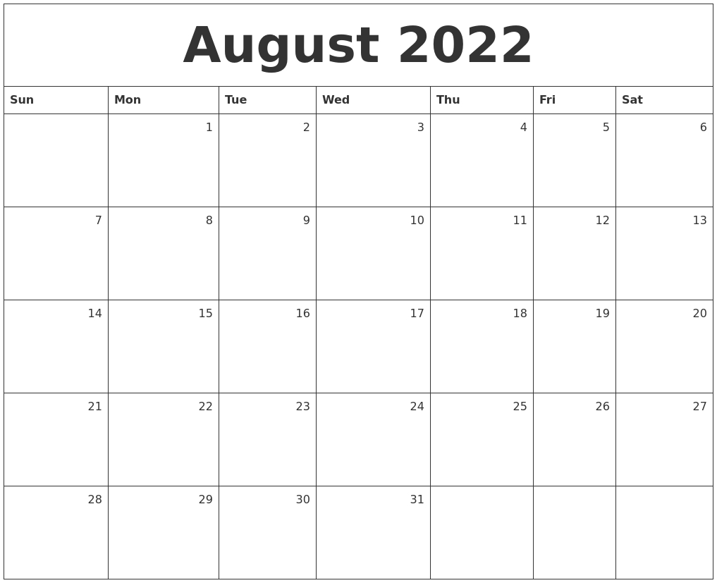 September 2022 Calendar Printable