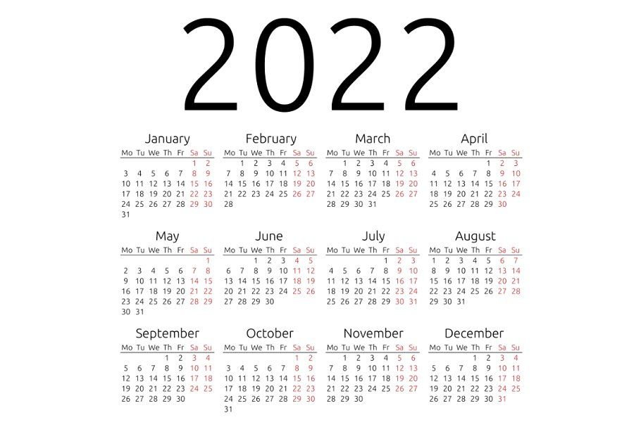 Simple Calendar 2022, Monday | Calendar Template, Calendar