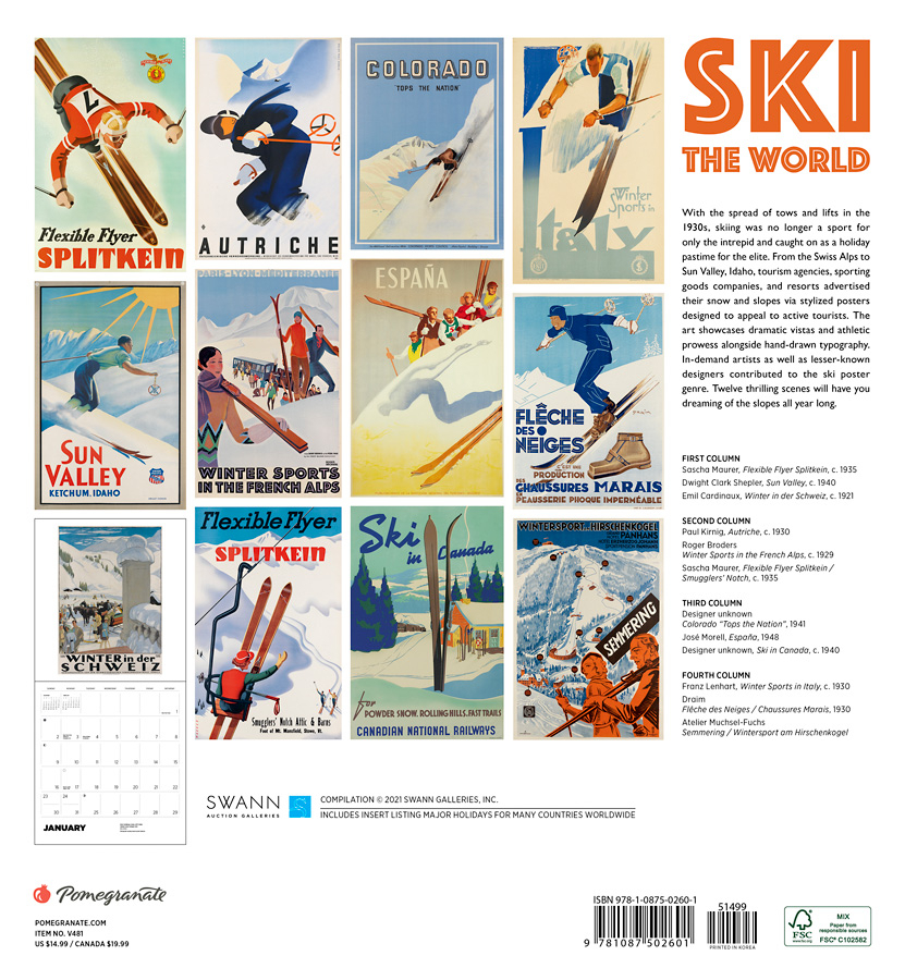Ski The World 2022 Wall Calendar