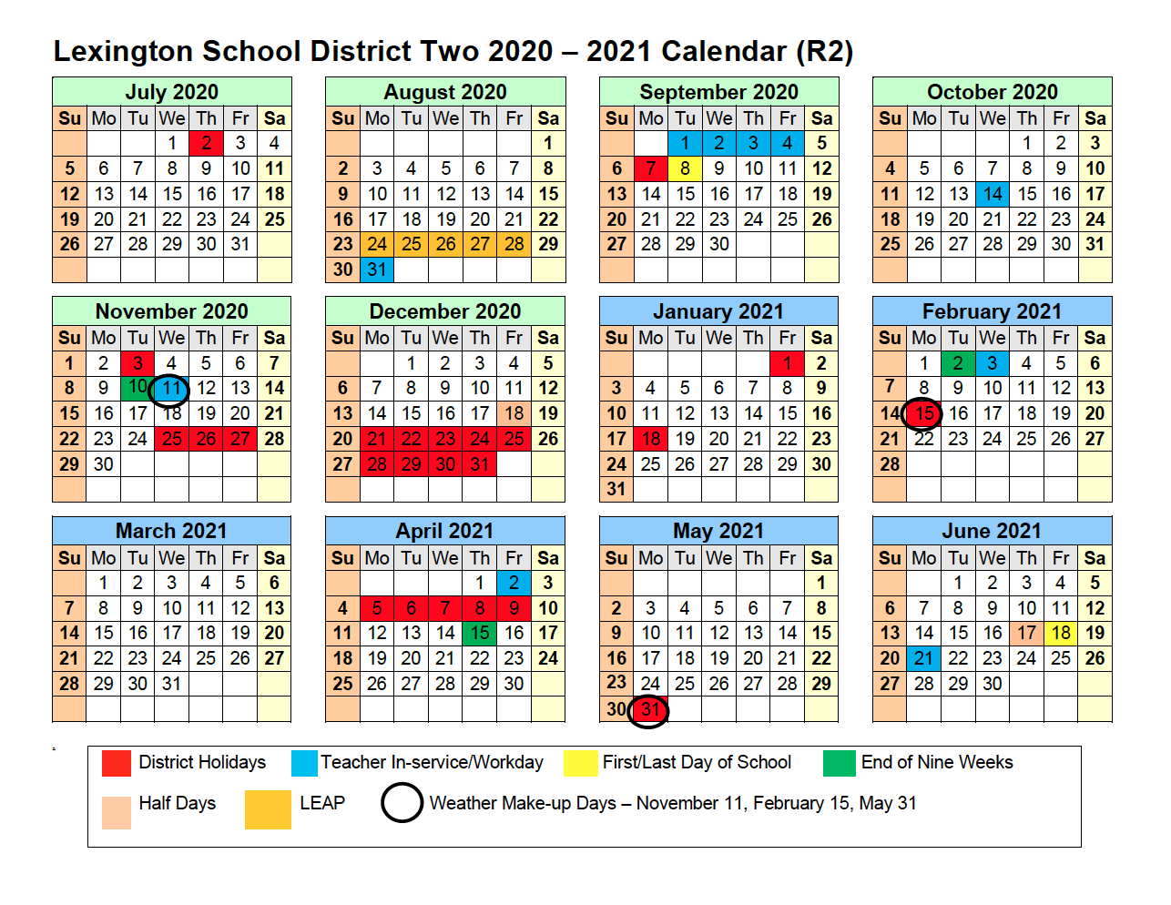 South Carolina School Calendar 2020 2021 | Printable