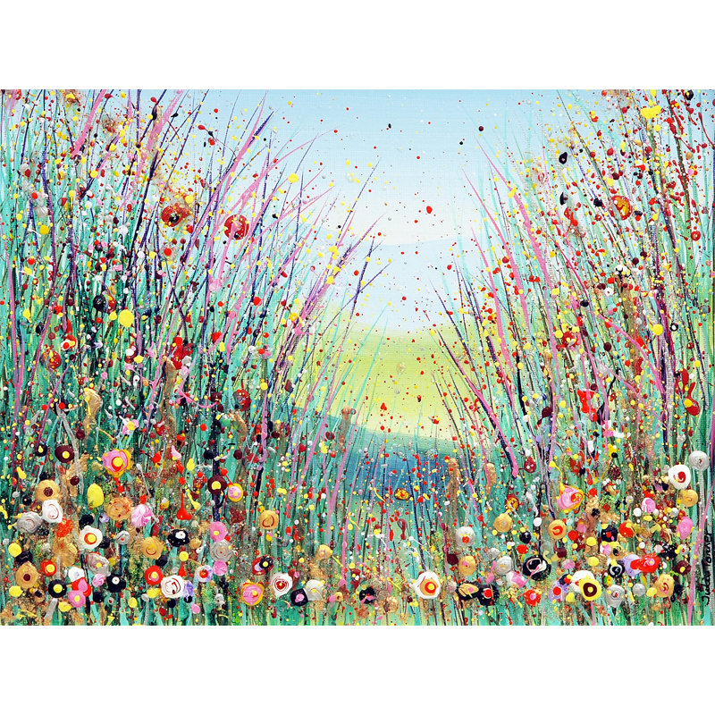 Summer Meadow Hand Embellished Framed Print - Julia Tanner Art