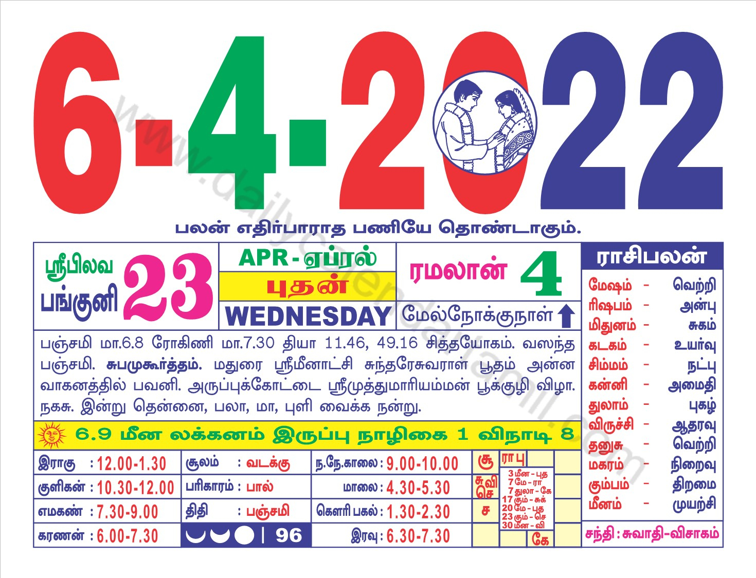 Tamil Calendar April 2022 | தமிழ் மாத காலண்டர் 2022