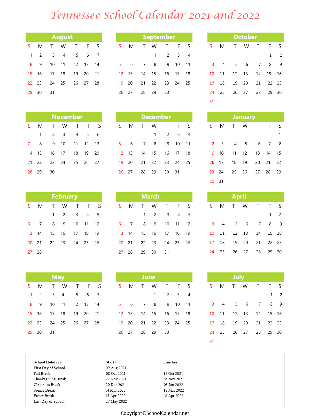 Sevier County School Calendar 2022 Calendar Printables Free Blank