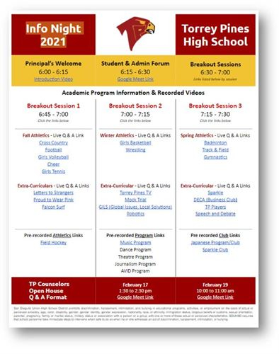 Torrey Pines High School - Information Night 2021