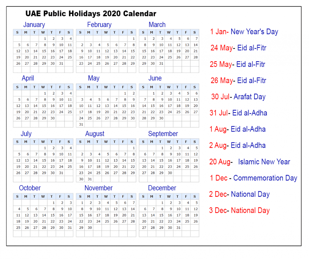 Uae Holiday On 2020 - Holiyad