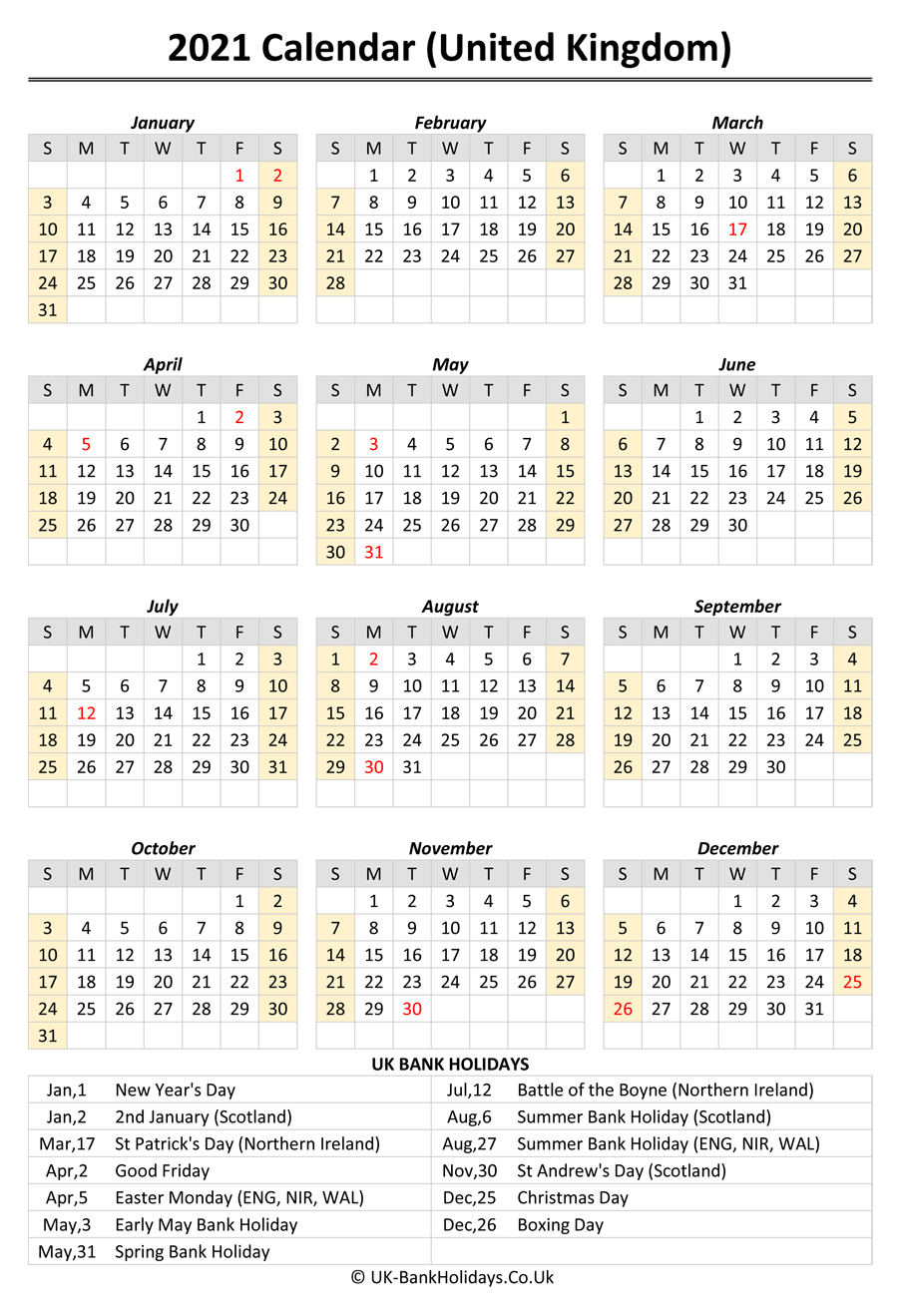 Uk 2022 Holiday Calendar - January Calendar 2022