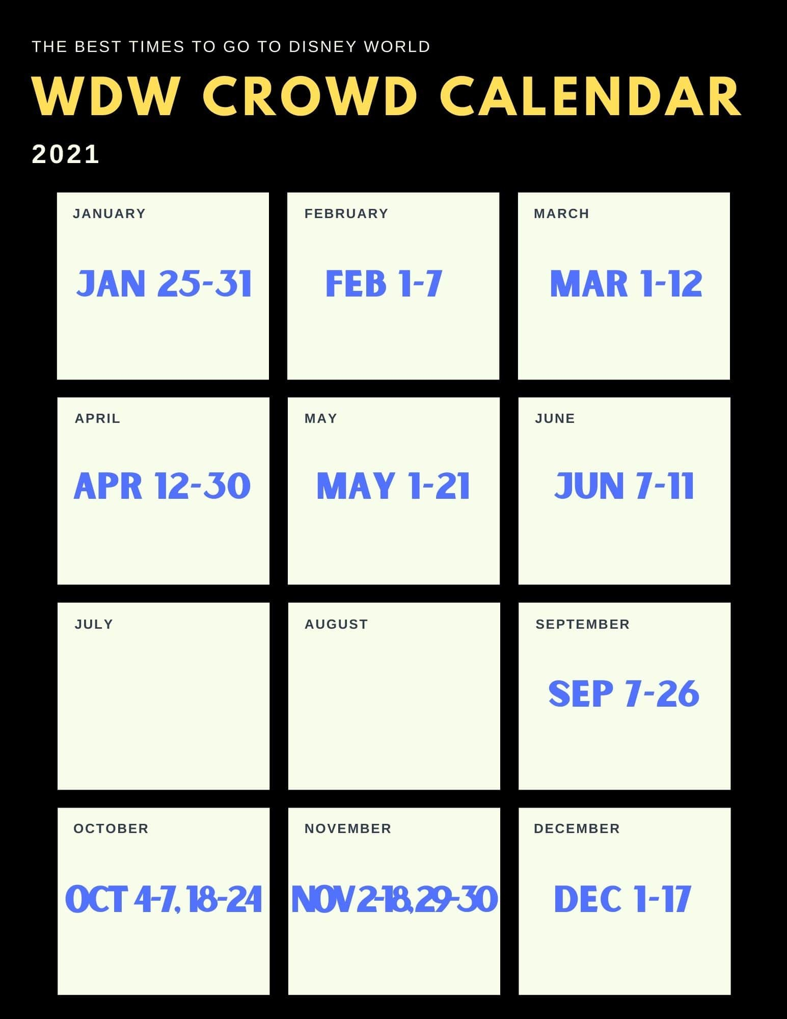 Universal Orlando Crowd Calendar 2021 January / Disney