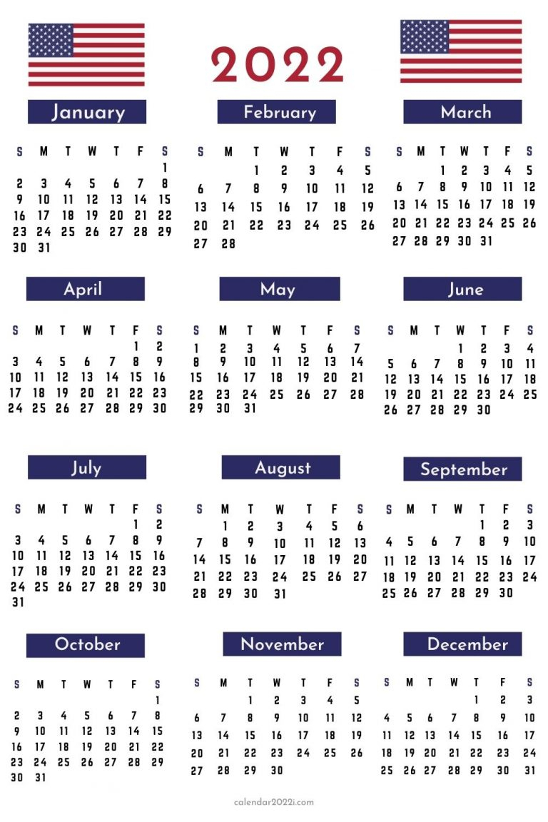 Us 2022 Calendar Printable, Federal Holidays, Word, Excel