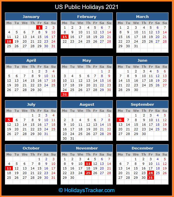 Us Public Holidays 2021 - Holidays Tracker