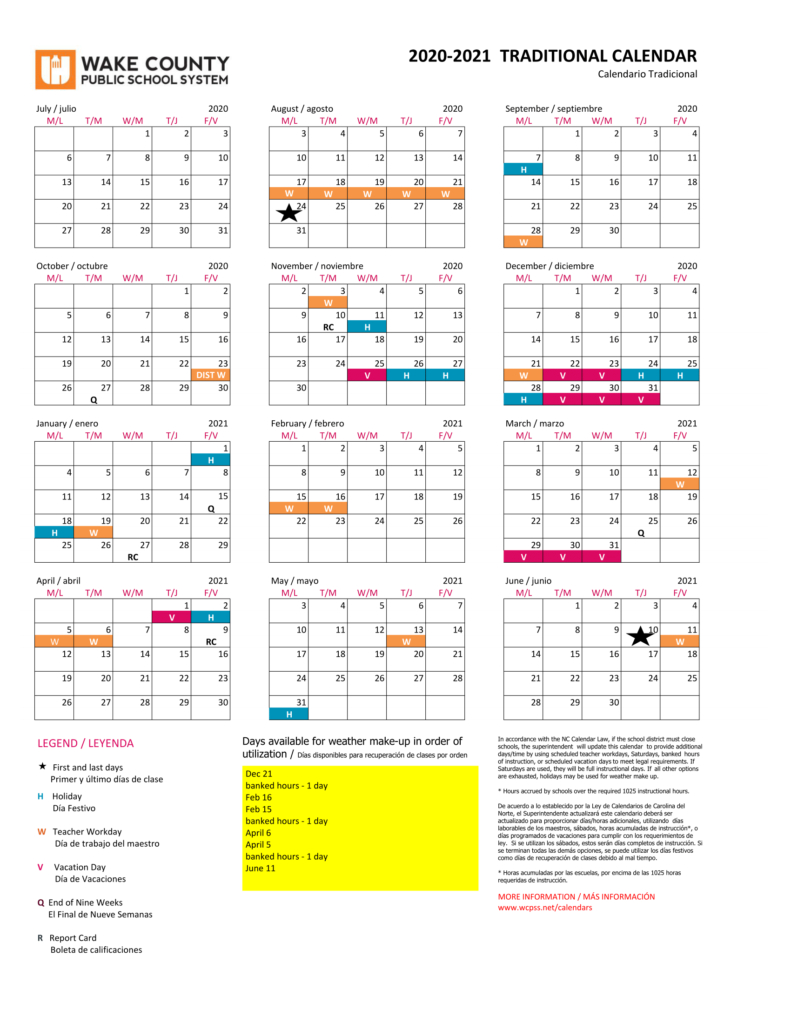 Wake County School Calendar 2021-2022 | Important Update