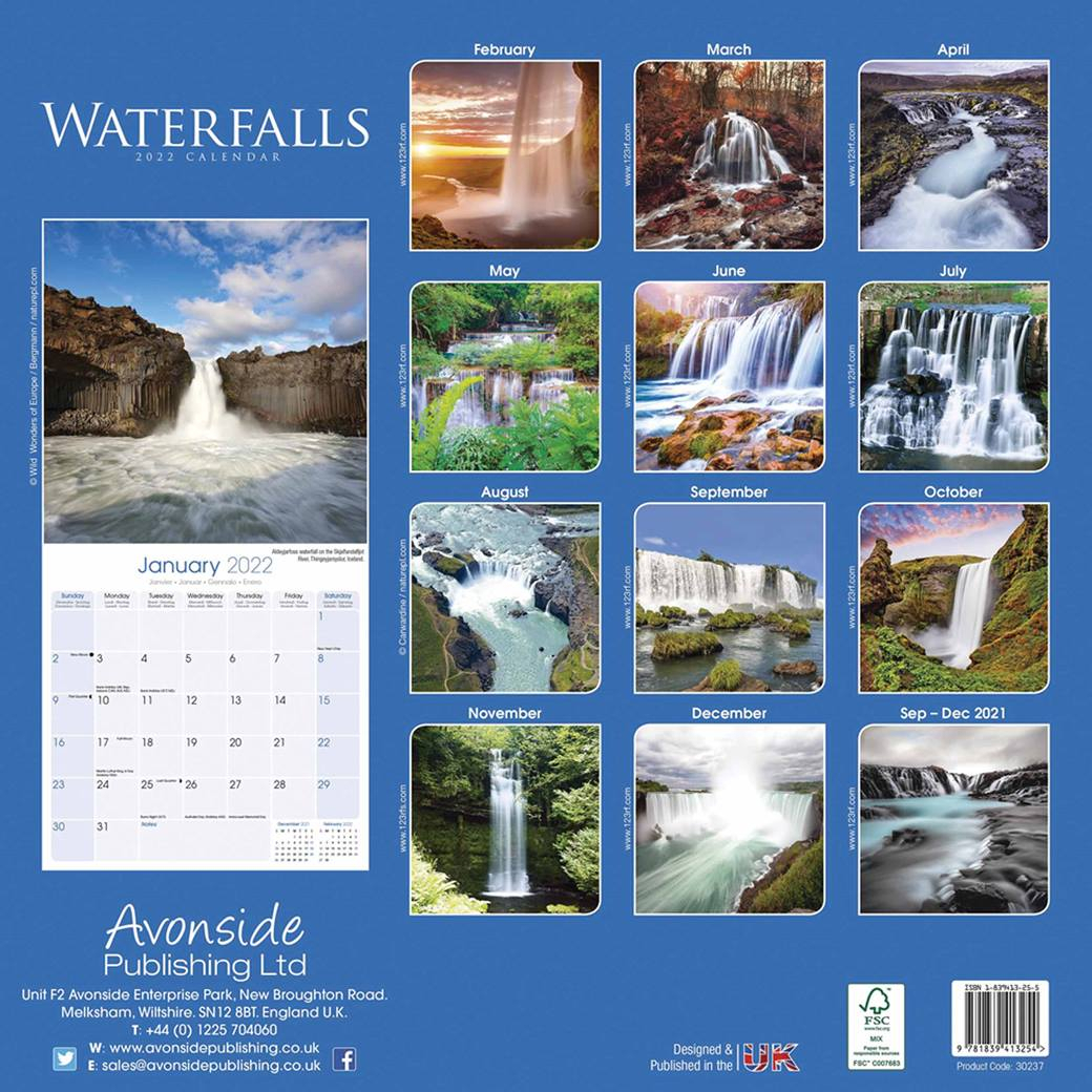 Waterfalls Calendar 2022 At Calendar Club