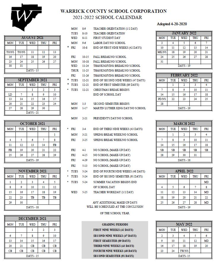 White County School Calendar 2021 2022 - Calendar 2021