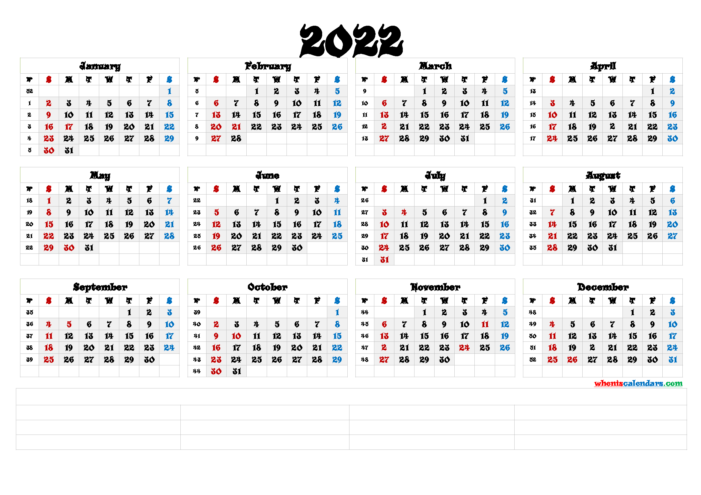 Word 2017-2022 Monthly Calendar Template - Calendar