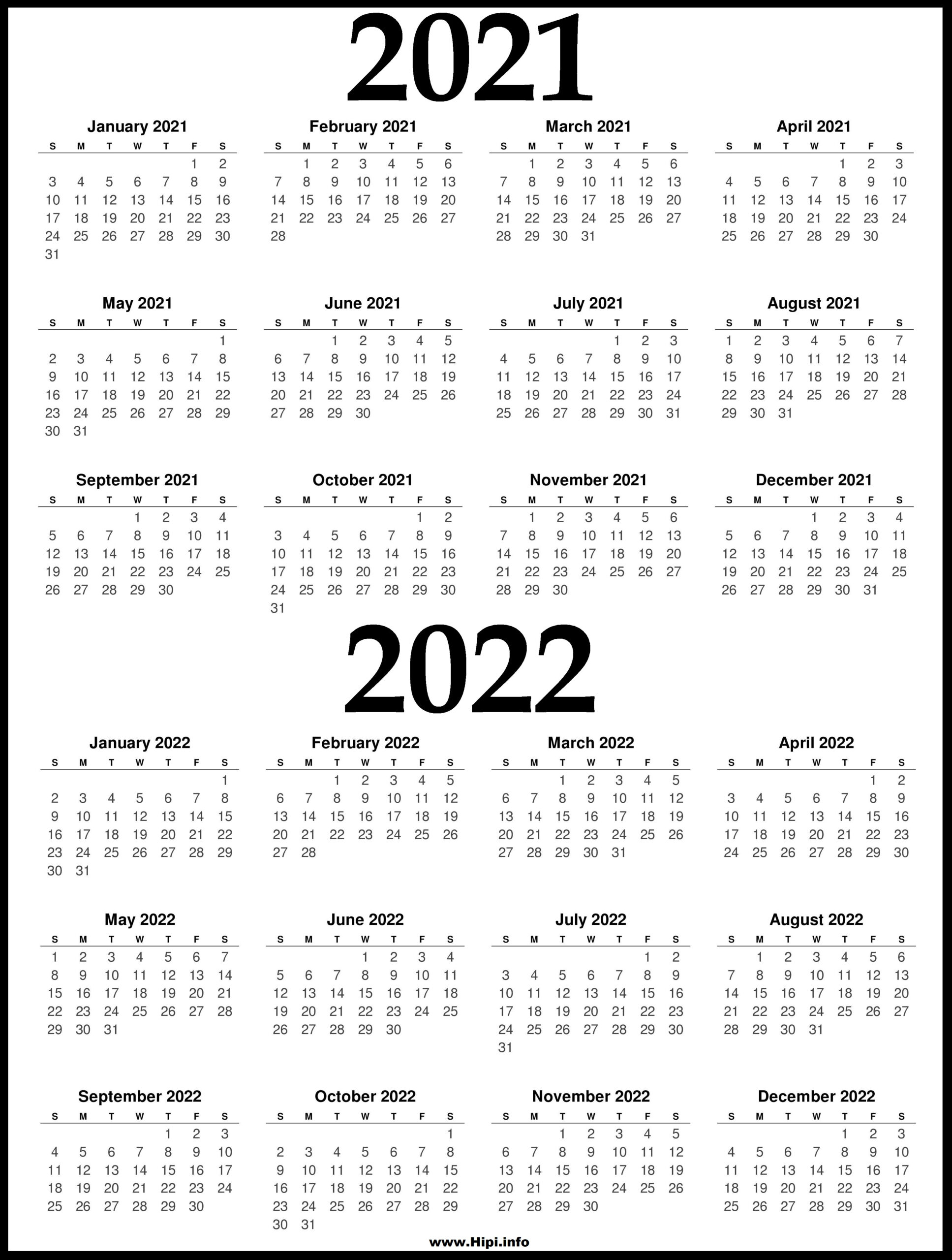 Year Calendar 2021 2022 | Printable March