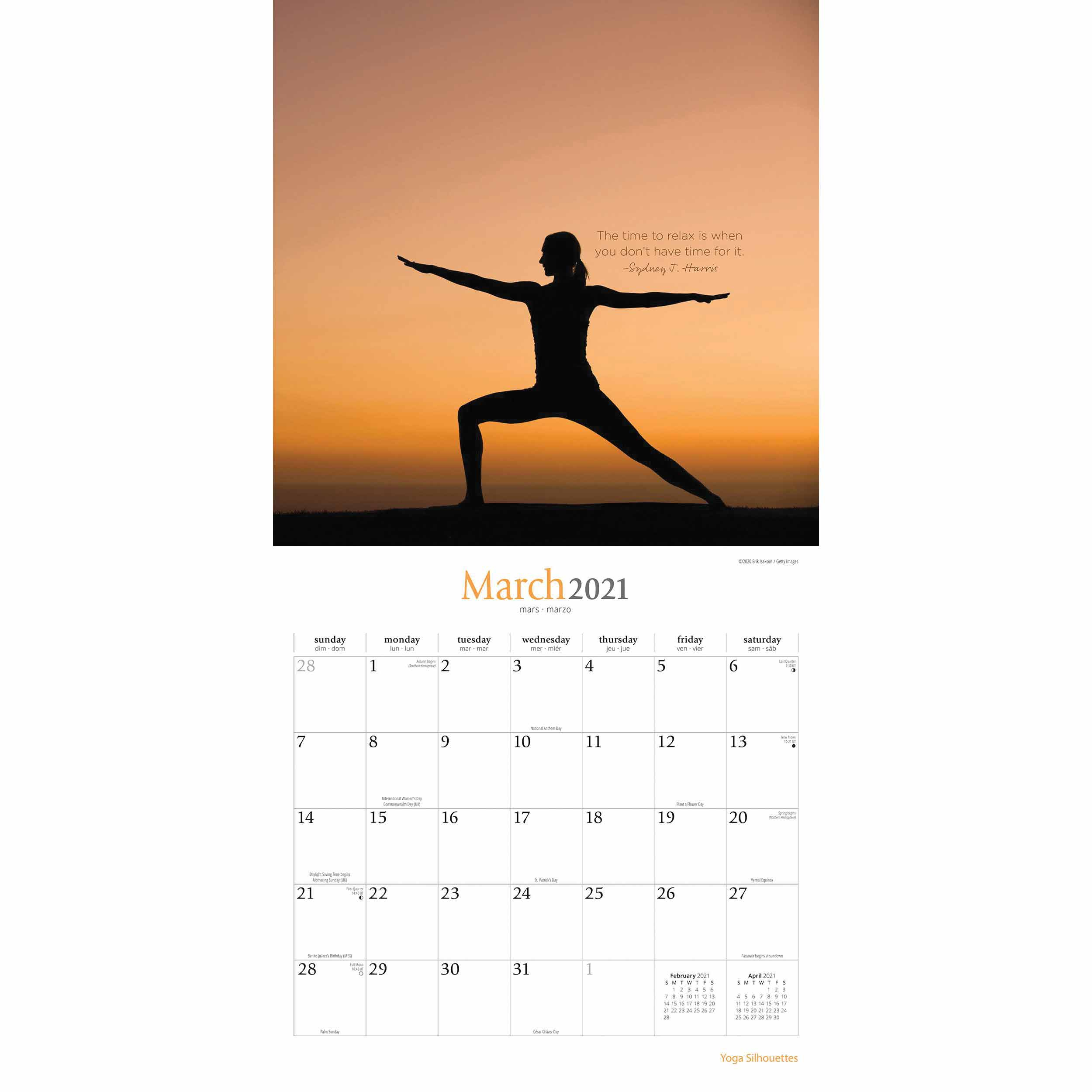 Yoga Silhouettes Calendar 2021 At Calendar Club