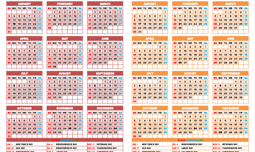 2021 And 2022 Printable Calendar One Page