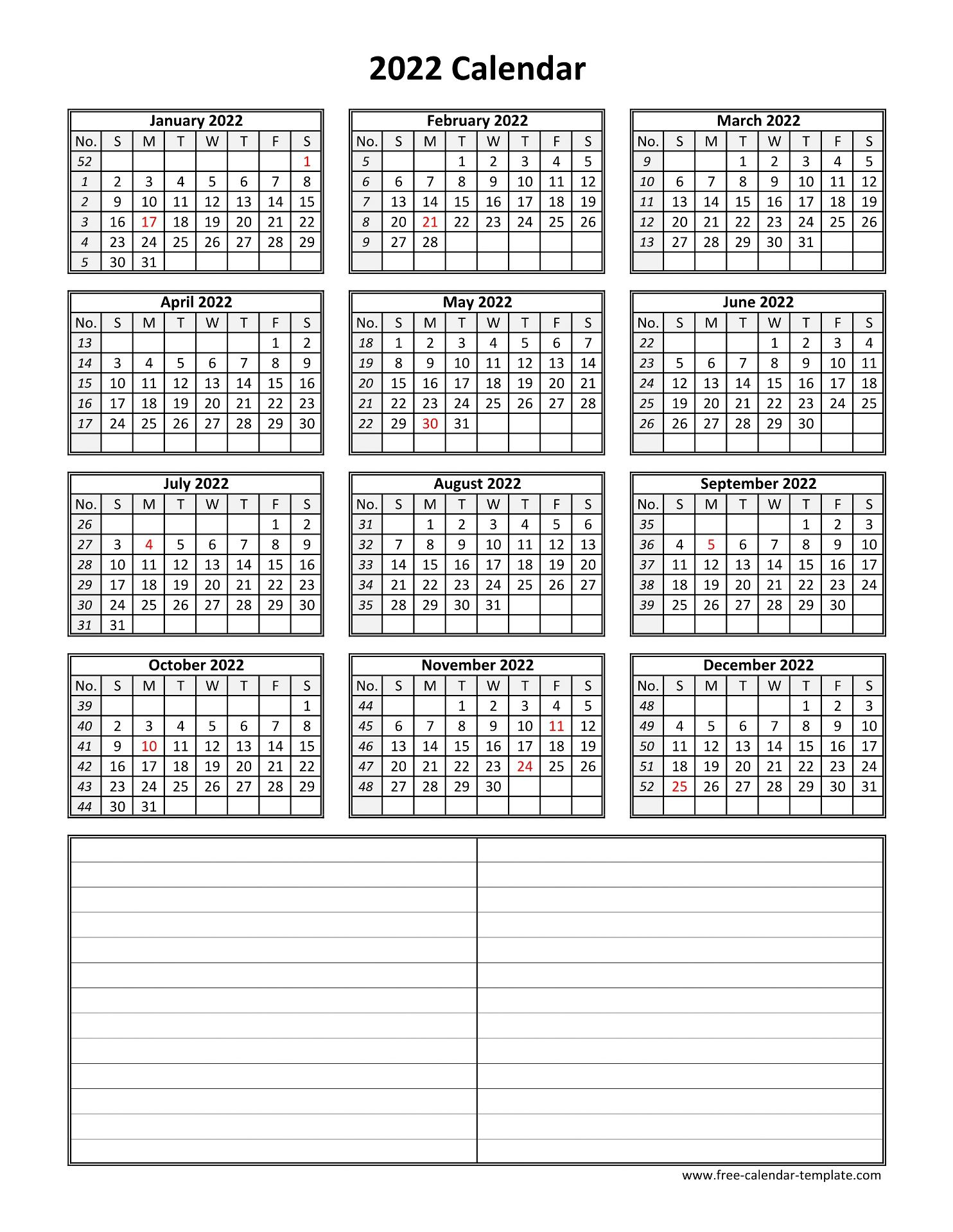 2022 Calendar Printable One Page - Free 2021 And 2022 Calendar