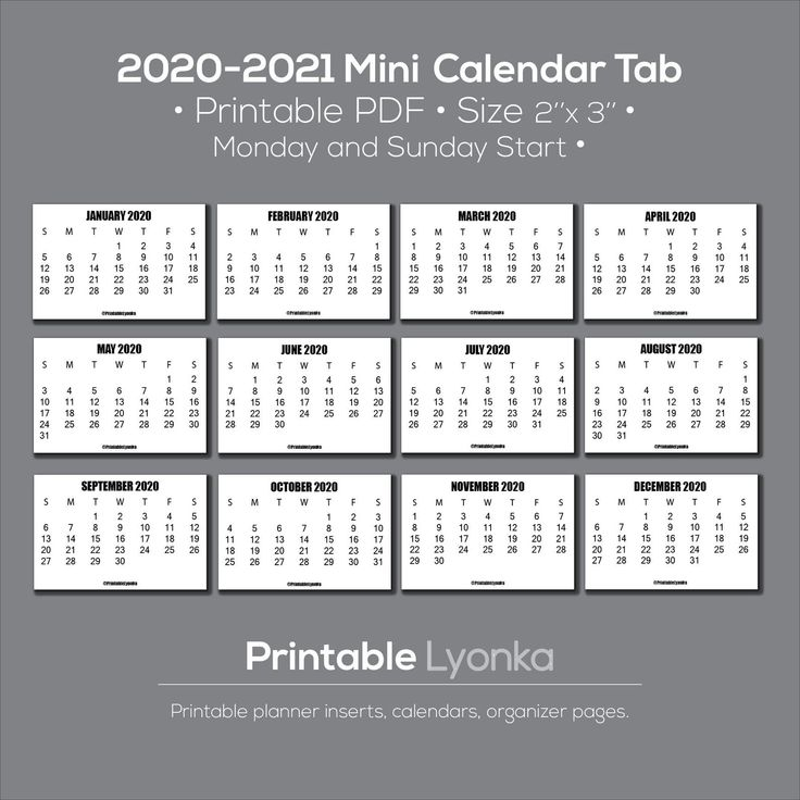 Renew 3 X 2 Inch Mini Calendars 2021-2022/ Small Printable | Etsy