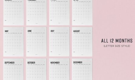 2025 12 Month calendar printable