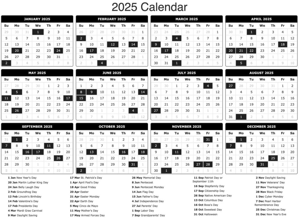 2025 calendar printable holidays us 2025 calendar printable holidays us
